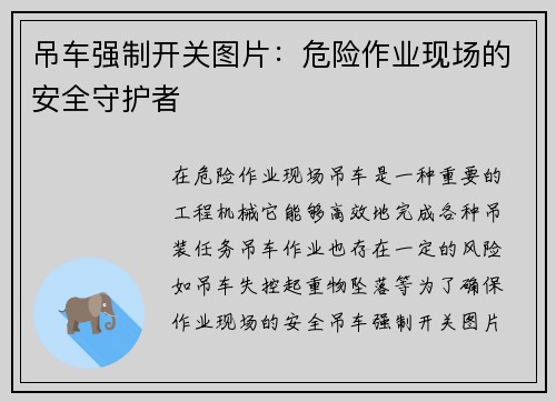 吊车强制开关图片：危险作业现场的安全守护者